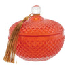 red glass jar: glass {3.5 dia x 3.5 h}