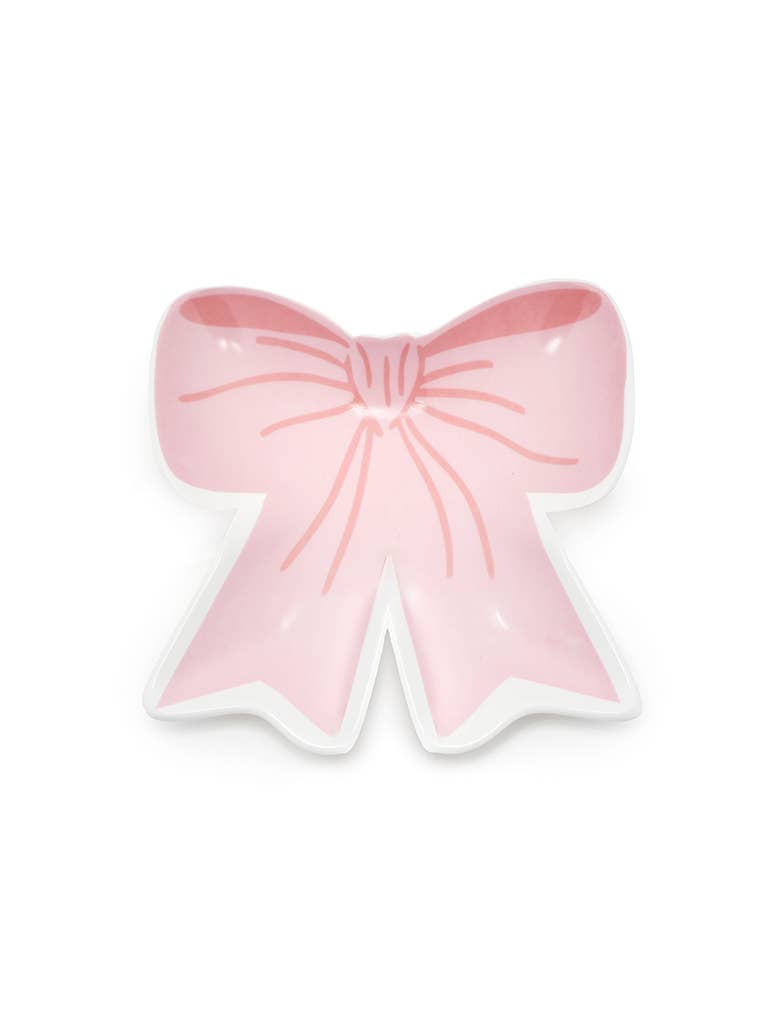 pink ribbon bow ceramic jewelry tray