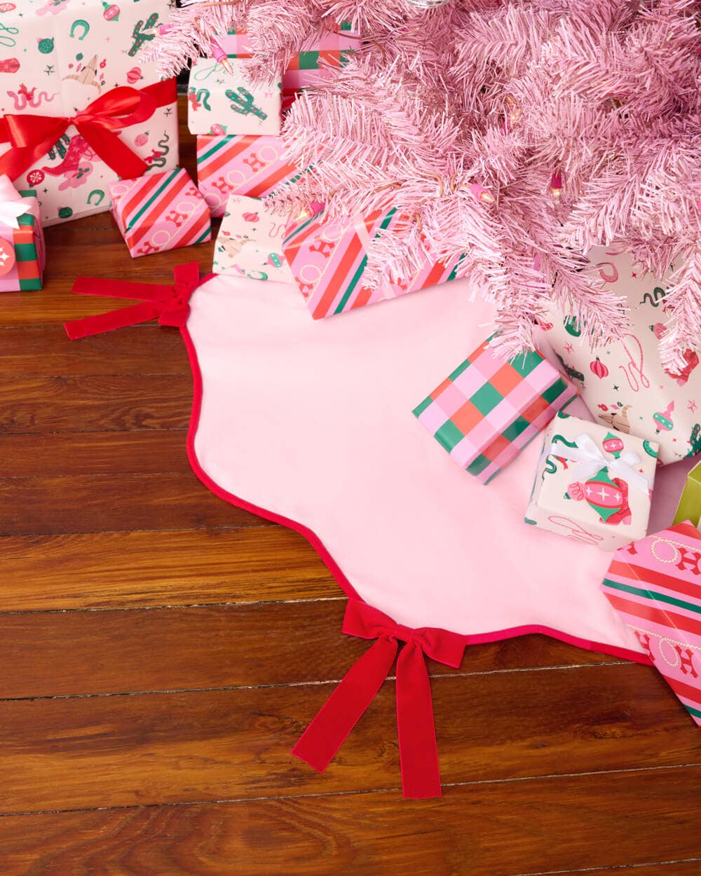 pink Christmas tree skirt