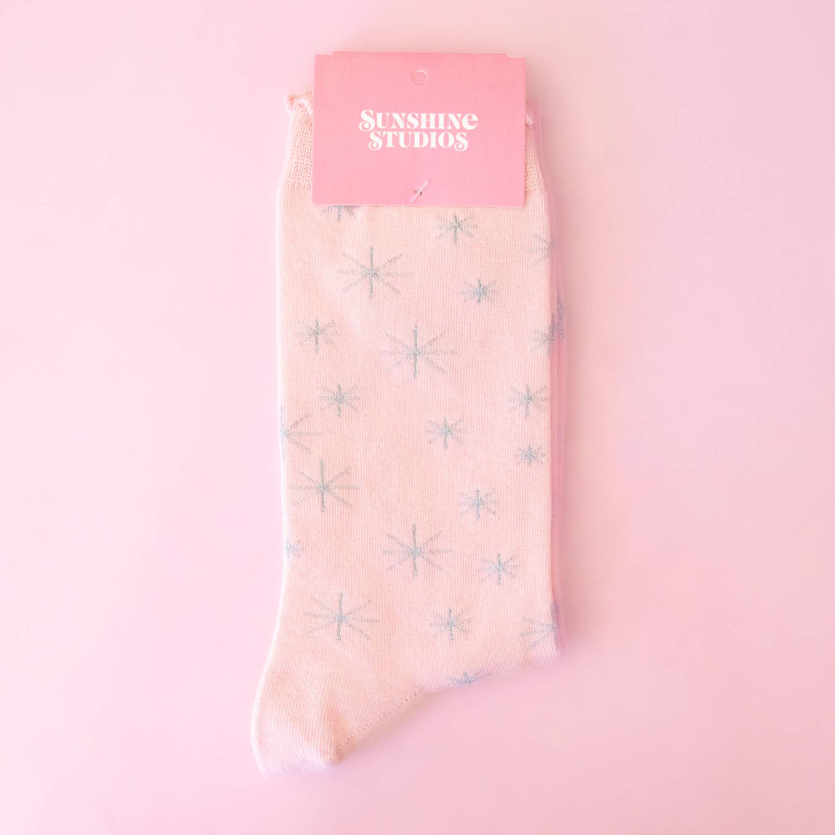 star crew sock {pink & silver}