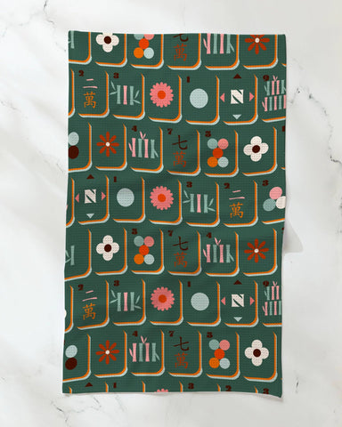 moss tile tea towel