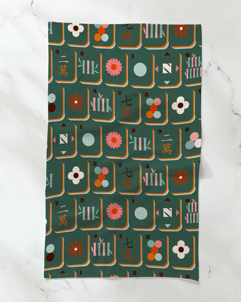moss tile tea towel