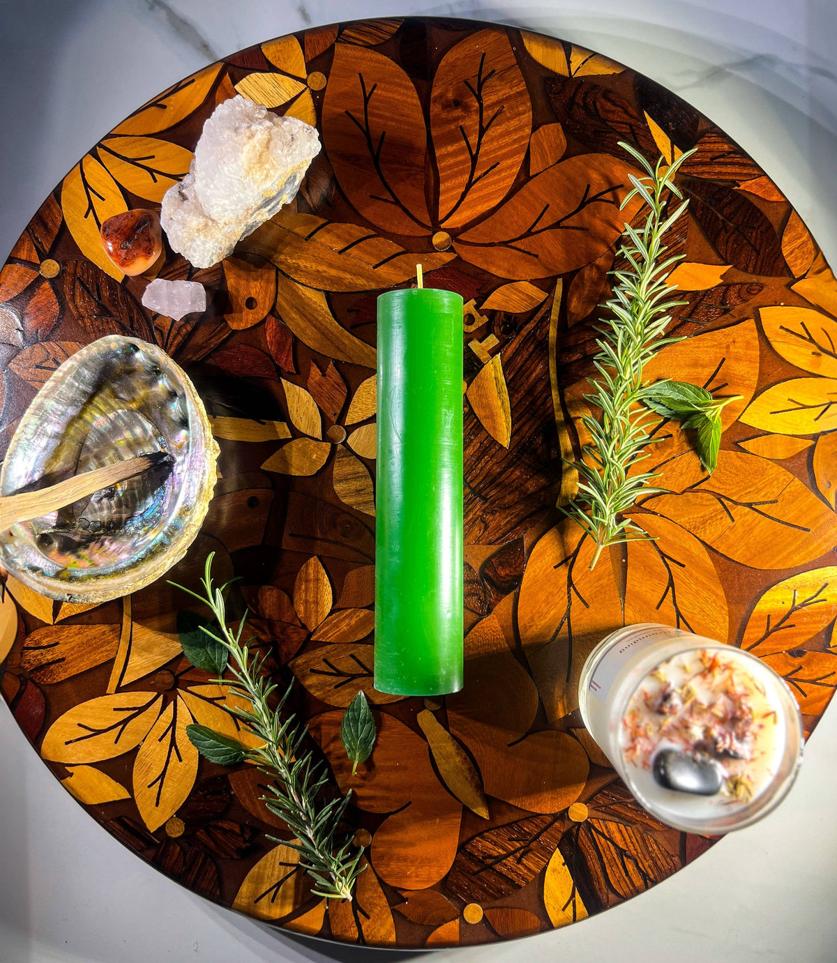 financial success spellcasting Pillar candle