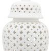 white ceramic cut-out clover temple jar