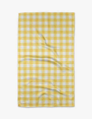 lemon gingham tea towel