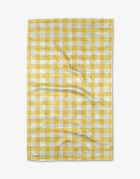 lemon gingham tea towel