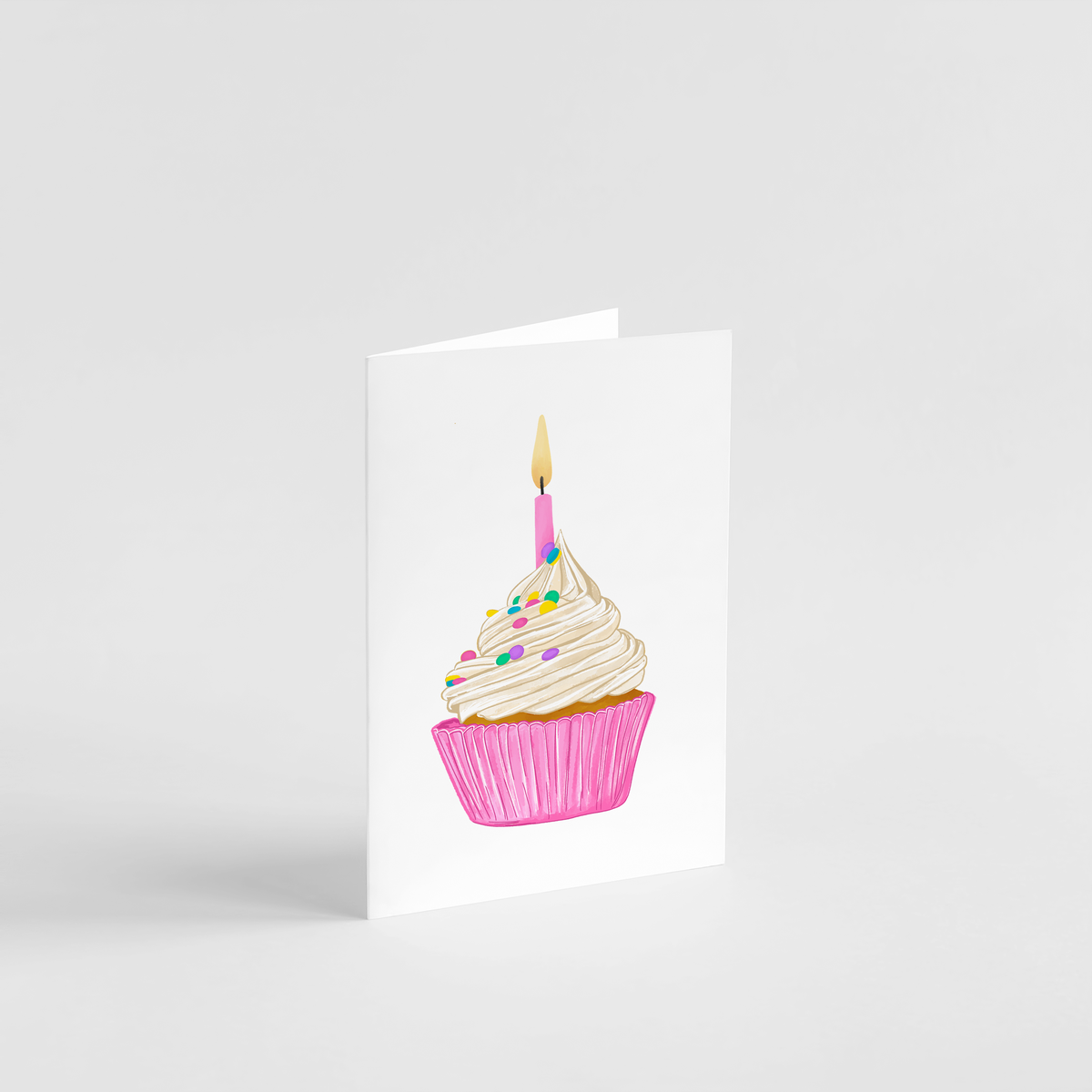 cupcake with single candle card