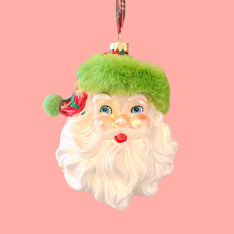 santa w/ plaid hat ornament