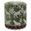 olive green leopard jacquard ottoman