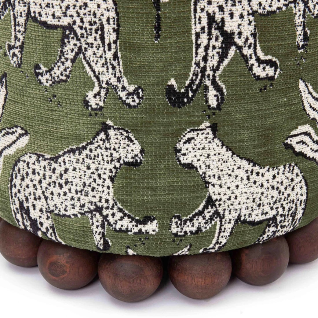 olive green leopard jacquard ottoman