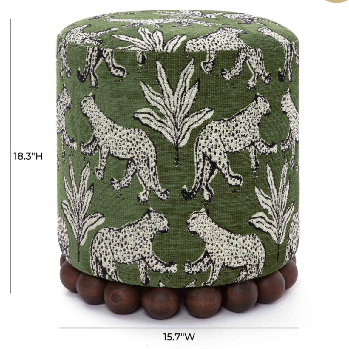olive green leopard jacquard ottoman