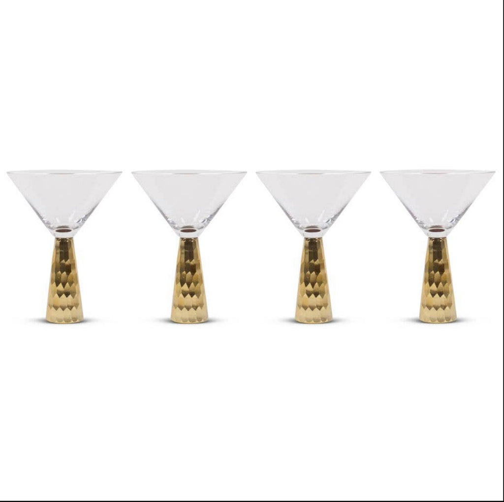 gold hammered martini glass pair
