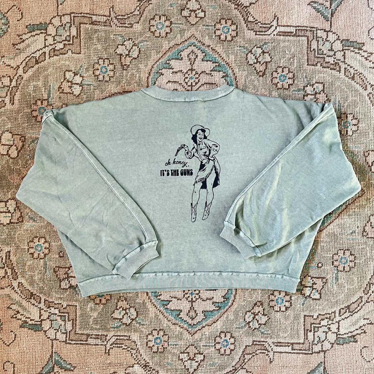 it’s the guns western cropped sweatshirt