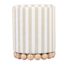 beige striped linen ottoman