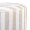 beige striped linen ottoman