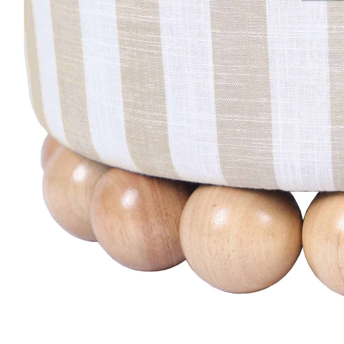 beige striped linen ottoman
