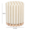 beige striped linen ottoman