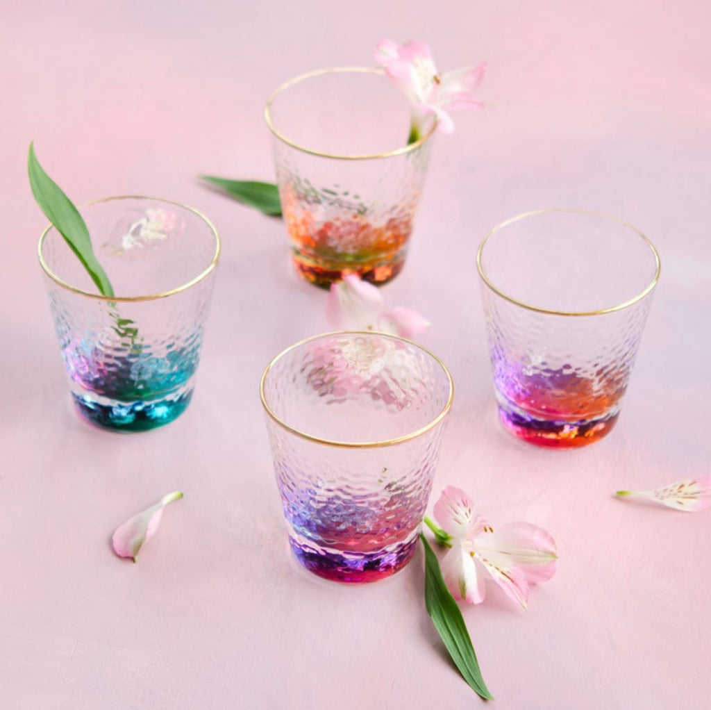 rainbow bottom glass {4 assorted colors}