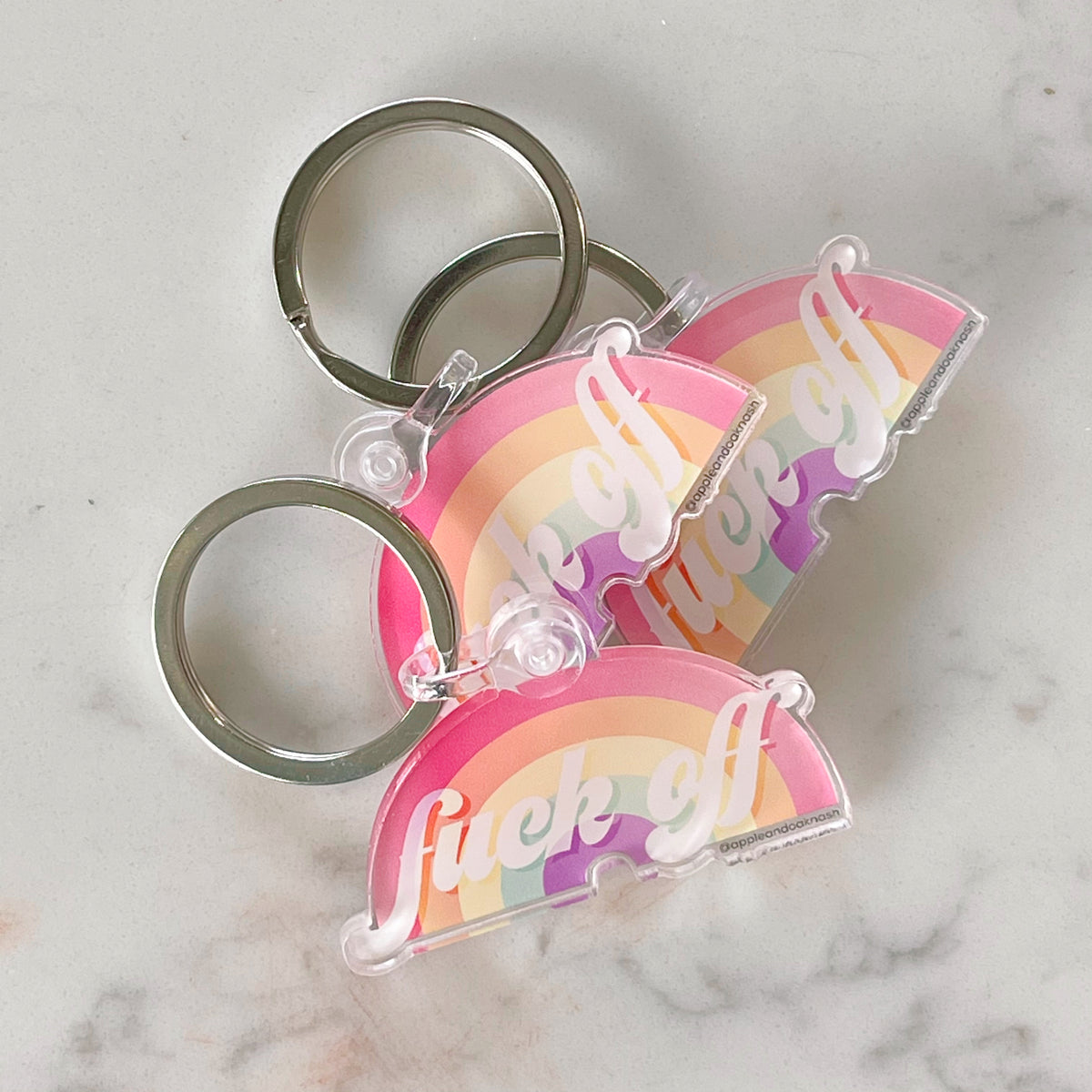 fuck off rainbow keychain - Apple & Oak
