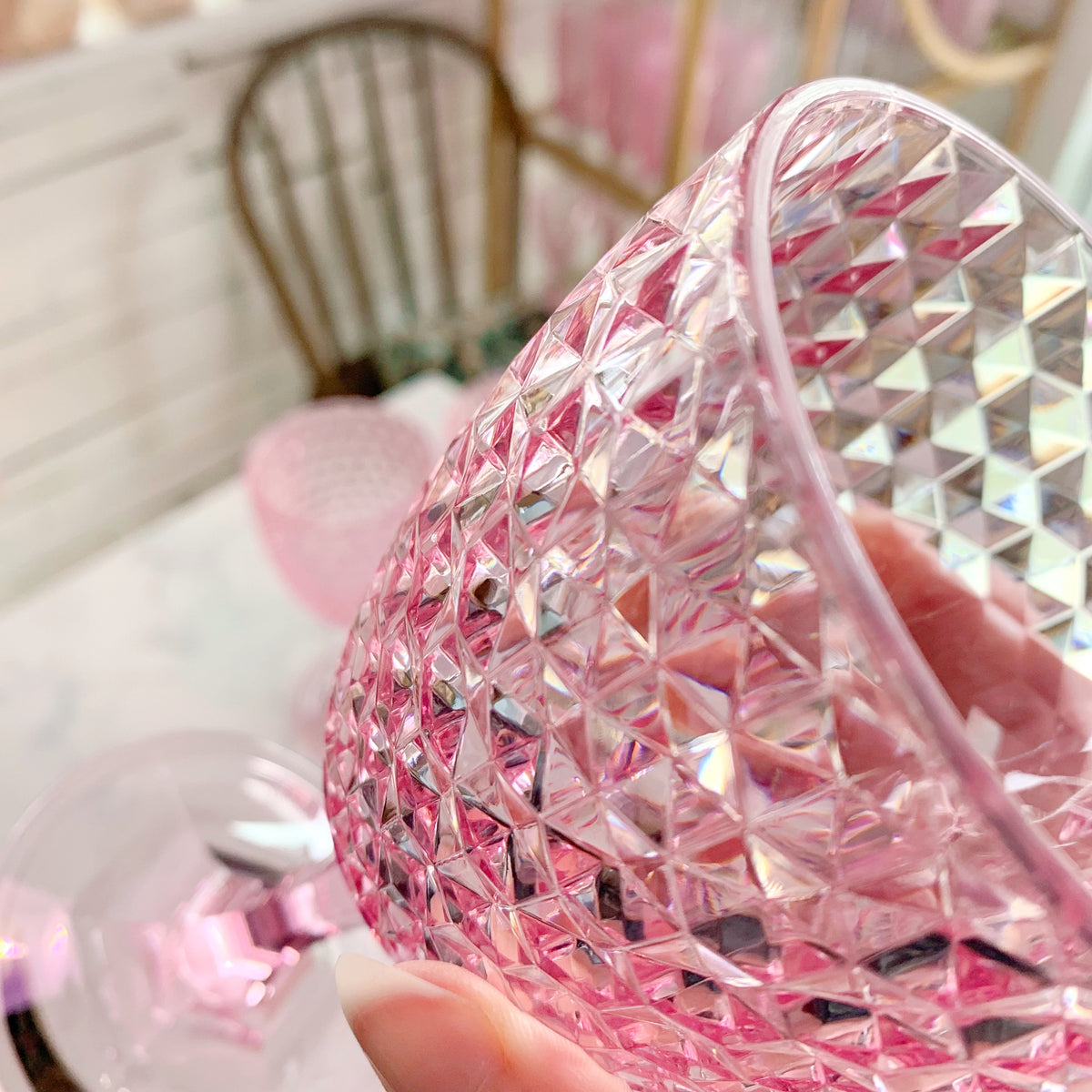 pink diamond cut {acrylic} wine glass