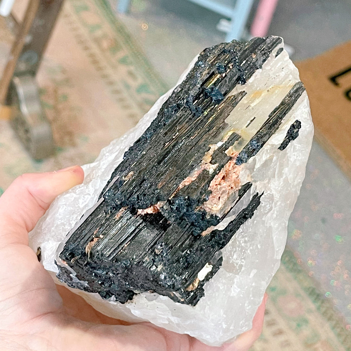 tourmaline on quartz matrix - Apple & Oak