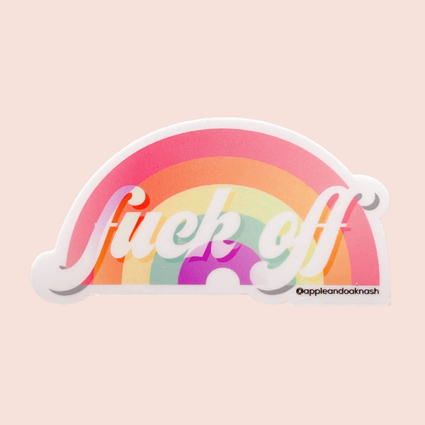 fuck off rainbow sticker