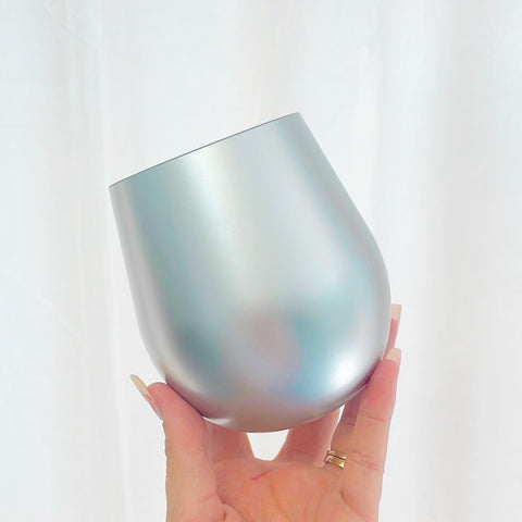 metallic stemless wineglass {silver}